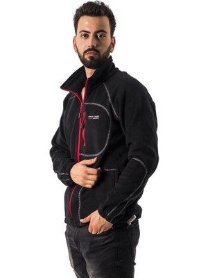 Freecamp Man Full Zipper Fleece-Siyah-Kırmızı