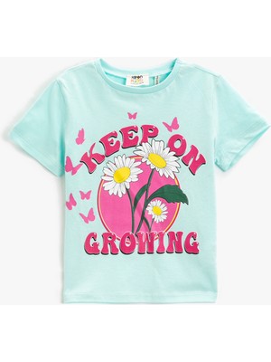 Koton Papatya Baskılı Tişört Kısa Kollu Bisiklet Yaka