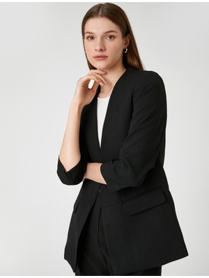Koton Kol Detaylı Blazer Ceket Yakasız Önü Açık