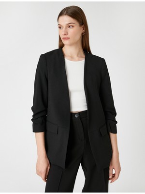 Koton Kol Detaylı Blazer Ceket Yakasız Önü Açık