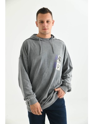 Moviment Antrasit Erkek Kapüşonlu Ocean Baskı Detay Sweatshirt