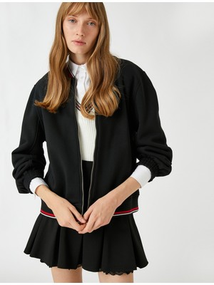 Koton Bomber Fermuarlı Sweatshirt Şerit Detaylı