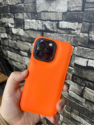 Bilişim Aksesuar iPhone 13 Pro Puffer Şişme Kılıf Iç Kısmı Kadifeli Kapak Turuncu
