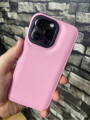 Bilişim Aksesuar iPhone 13 Pro Max Puffer Şişme Kılıf Iç Kısmı Kadifeli Kapak Pembe