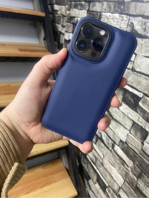 Bilişim Aksesuar iPhone 14 Pro Max Puffer Şişme Kılıf Iç Kısmı Kadifeli Kapak Lacivert