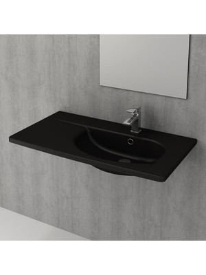 Bocchi Taormina Arch Etajerli Lavabo 86 Cm Mat Siyah 1020-004-0126