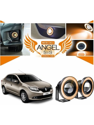 STS Oto Aksesuar Dacia Logan Uyumlu, Universal Mercekli LED Angel Sis Farı, 76MM Turuncu Renk