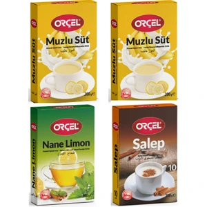 2 Muzlu Süt + 1 Salep + 1 Nane Limon Aromalı Içecek Tozu Oralet Çay 4X200GR.