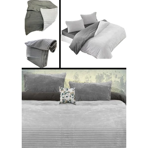 Eternity Fitilli Peluş Çift Kişilik Nevresim Takımı - Gri