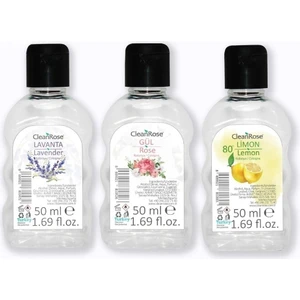 Clean Rose 3'lü Kolonya 50 ml Lavanta, Gül ve Limon