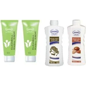 Cleanball Masaj Kremi 200 ml x 2 & Argan Yağlı Şampuan ve Argan Yağlı Duş Jeli 1000 ml