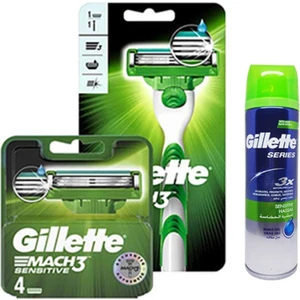 Mach3 Sensitive Tıraş Seti Makine + 5'Li Yedek Başlık 200 Ml Jel