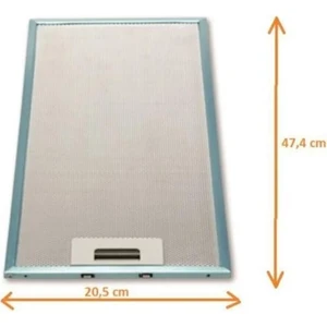 20,5 X47,4 cm Ebatta  1. Sınıf Ankastre Aspiratör Davlumbaz Alüminyum Yağ Filtresi