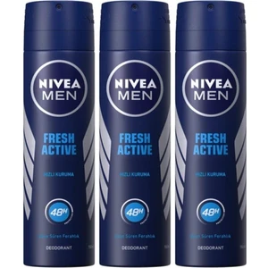 Erkek Men Fresh Active Deodorant Sprey 150 ml 3 Lü