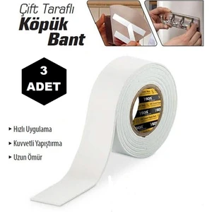 Çift Taraflı Köpük Bant 20mmx2m (3 Adet)