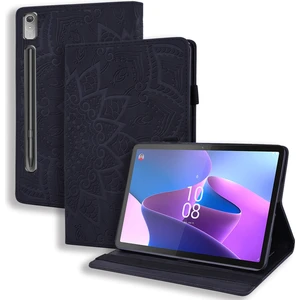 Xfashion Lenovo Pad Pro 2022 / Tab Için P11 Pro Gen 2 Baskılı Çiçek Deseni Tablet Kılıf Pu Deri Deri Stand Kartı Kapak Elastik Bant ve Pen Döngüsü (Yurt Dışından)