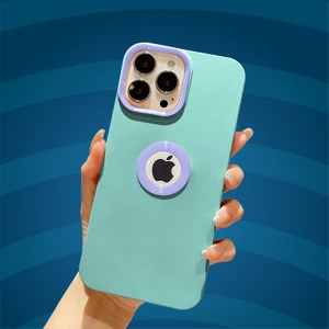 Apple iPhone 13 Pro Max Kılıf Zebana Candy Silikon Kılıf Turkuaz + Lila