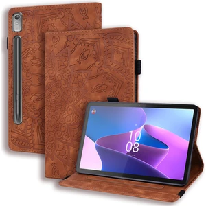 Xfashion Lenovo Pad Pro 2022 / Tab Için P11 Pro Gen 2 Baskılı Çiçek Deseni Tablet Kılıf Pu Deri Deri Stand Kartı Kapak Elastik Bant ve Pen Döngüsü (Yurt Dışından)