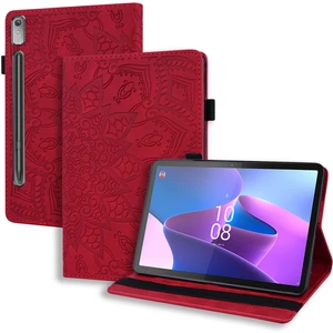 Xfashion Lenovo Pad Pro 2022 / Tab Için P11 Pro Gen 2 Baskılı Çiçek Deseni Tablet Kılıf Pu Deri Deri Stand Kartı Kapak Elastik Bant ve Pen Döngüsü (Yurt Dışından)