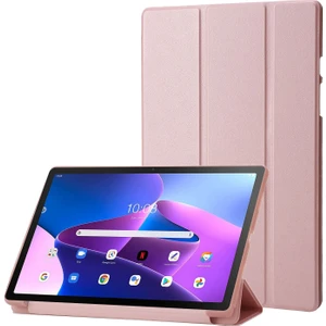 Xfashion Lenovo Tab M10 Plus (Gen 3) Üç Katlı Stand Pu Deri Kapağı Tam Koruma Yumuşak Silikon Tablet Kılıfı (Yurt Dışından)