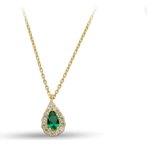 ÇGK KUYUMCULUK Yeşil Damla Taşlı Altın Kolye CGKKLY019