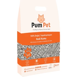Pumice World Pum Pet Topaklaşmaz Kedi Kumu Kokusuz Kalın(1-7mm) Tane Topaklanmaz Çok Hafif 4,5 Litre