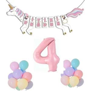 Rönesans Parti Unicorn Doğum Günü Seti Rakam Folyo 4 Yaş