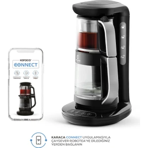 Çaysever Robotea Connect 3 in 1 Konuşan Otomatik Cam Çay Makinesi Su Isıtıcı ve Filtre Kahve Demleme Makinesi 2500W Chrome