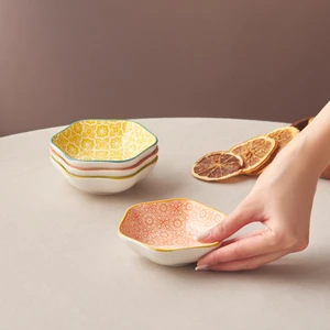 Floral Sarı Hexagon Çerezlik 10 cm