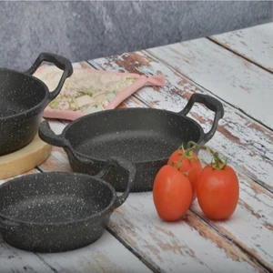 Alüminyum Döküm Granit 3'lü Sahan Seti - 18-20-22 cm