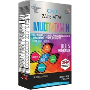 Zade Vital Multivitamin Multimineral ve Bitkisel Ekstreler İçeren Takviye Edici Gıda 30 Bitkisel Sert Kapsül