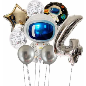 Parti Station Uzay Galaksi Astronot Kozmik Balon Set Yıldız Balon Folyo Set Konsept Doğum Günü Set Yaş Balon Set