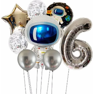 Parti Station Uzay Galaksi Astronot Kozmik Balon Set Yıldız Balon Folyo Set Konsept Doğum Günü Set Yaş Balon Set