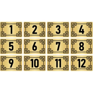 Özarslan Dizayn Metal Kapı Masa Dolap Numara Levhası 3,5X5CM Altın Renk 12 Adet (1…12)