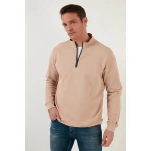 Pamuklu Slim Fit Yarım Fermuarlı Dik Yaka Sweat Erkek Sweat 5905400