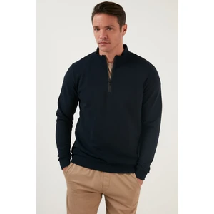 Pamuklu Slim Fit Yarım Fermuarlı Dik Yaka Sweat Erkek Sweat 5905400