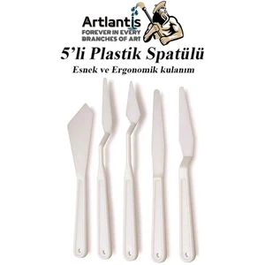 Plastik Spatül 5 Li Set Resim ve Heykel Plastik Spatula Esnek Plastik Palet Bıçağı 1 Paket