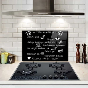 Siyah Mutfak Kuralları | Cam Ocak Arkası Koruyucu |