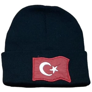 Salar Ticaret Salarticaret Türk Bayrak Baskılı Siyah Bere