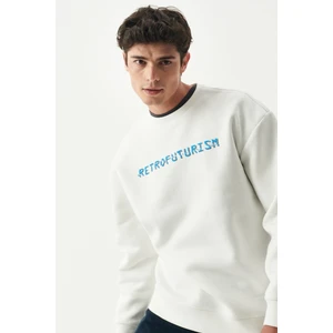 Riders By Lee Riders By Lee Oversize Fit Bisiklet Yaka Şardonlu Ekru Sweatshirt