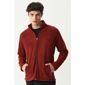 Riders By Lee Riders By Lee Regular Fit Dik Yaka Tam Fermuarlı Bordo Polar