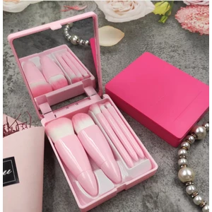 Pro 5'li Aynalı Makyaj Fırça Seti Pembe