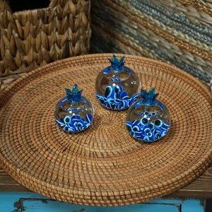 Nazar Boncuklu Cam Nar Seti Biblo Dekoratif Biblo Hediyelik Obje Biblo Nazar Boncuğu Nar Dekorasyon