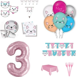 Çıtı Pıtı Store Sevimli Kedi Doğum Günü Seti 8 Kişilik