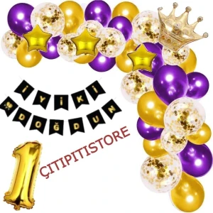 Çıtı Pıtı Store 1 Yaş Konsept Doğum Günü Balon Seti