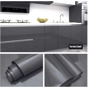 60X500CM Antra Simli Kendinden Yapışkanlı Parlak Duvar Kağıdı Mutfak Banyo Dolap Kaplama