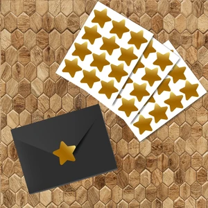 Tuğset Etiket Yapışkanlı Yıldız Şekilli Gold Sticker Etiket 24 Adet 3x2,5 cm