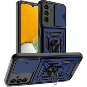 Case 4U Samsung Galaxy A04s Uyumlu Kılıf Stand Olabilen Yüzüklü Sürgülü Vega Arka Kapak Lacivert