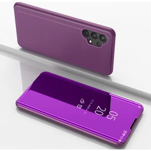 Pencereyi Görüntüle Elektrumanlı Ayna Yüzey Deri Kabuk Telefon Stand Samsung Galaxy A32 4g Eu Versiyonu (Yurt Dışından)