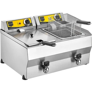 8+8 lt Çiftli Yağ Tahliye Musluklu Elektrikli Fritöz - R111